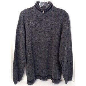 Vtg Woolrich Sweater Men L Gray Wool Blend Hand Framed Pullover Knit Grandpa